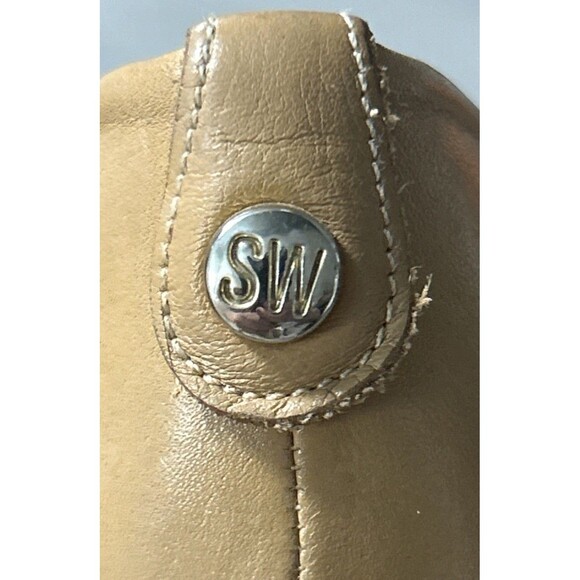 Stuart Weitzman Peep Toe Leather Platform Pumps Heels Tan Wood Size 8 - Picture 6 of 10